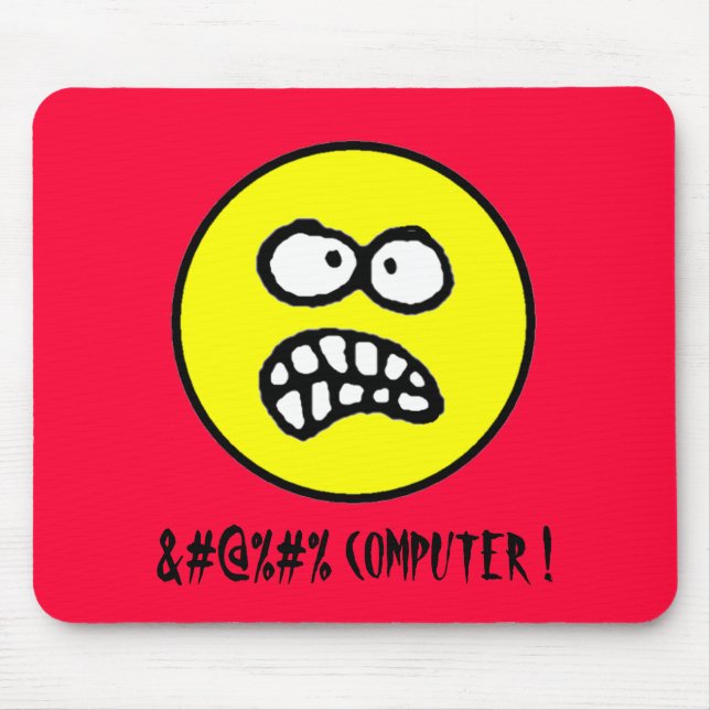 Verfluchter Computer Funny Angry Gesicht und Cuss  Mousepad (Vorne)