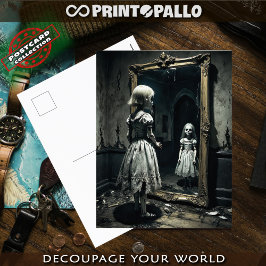 Verfluchter Kinderghost in einem Spiegel Postkarte