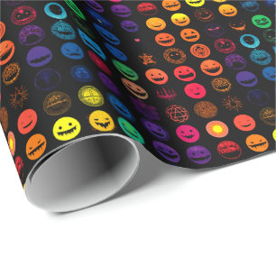 Verfluchtes Emoji Chaos - Neon Horror Faces Geschenkpapier