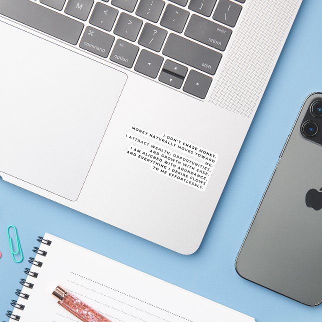 Verfolge Geld nicht — Befehle es Aufkleber (Laptop mit iPhone)