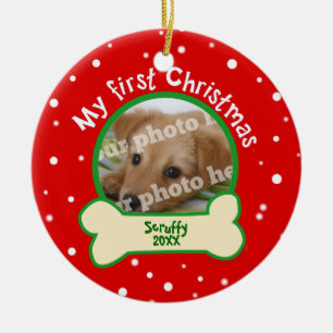 Verfolgen Sie mein erstes Weihnachtsrotes und Keramikornament
