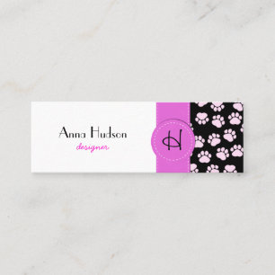 Verfolgen Sie Tatzen, Spuren, Tatze-Drucke - rosa Mini Visitenkarte