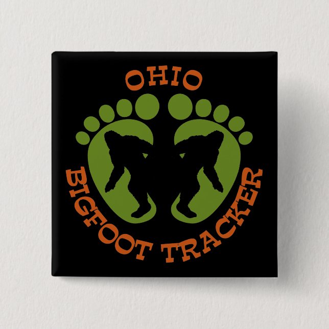 Verfolger Ohios Bigfoot Button (Vorderseite)