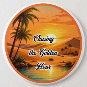 Verfolgung der Golden Hour Sunset Oasis Ästhetik Button