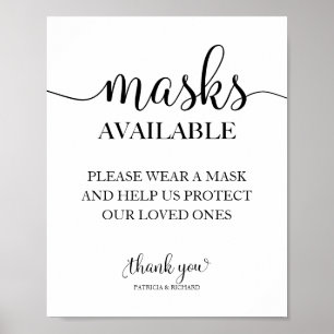 Verfügbare Masken Einfache Kalligrafie Hochzeitssc Poster