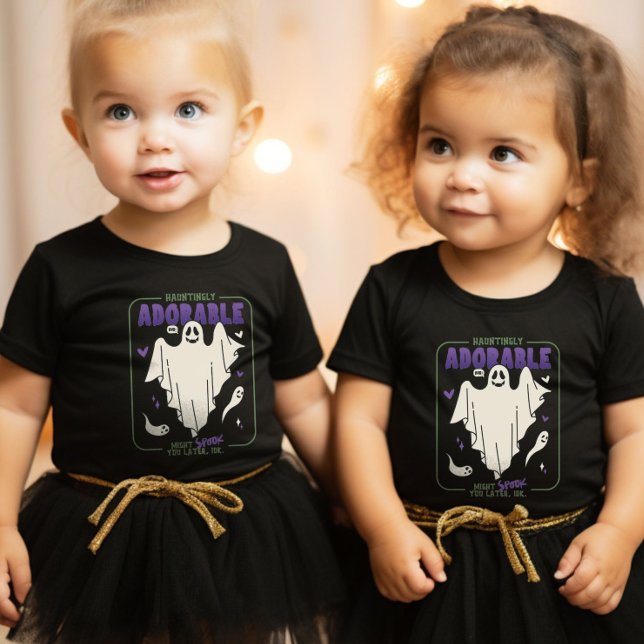 Verführerisch Adorable Funny Halloween Ghost-Redew Baby T-shirt (Hauntingly Adorable Funny Halloween Ghost Sayings Baby T-Shirt)