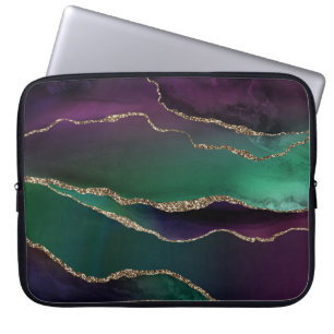 Verführerisch Agate   Dunkle Jewel Tone Stone Gold Laptopschutzhülle