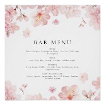 Verführerisch rosa Kirschblossom Blume Bar Menu