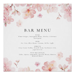 Verführerisch rosa Kirschblossom Blume Bar Menu Poster