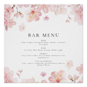 Verführerisch rosa Kirschblossom Blume Bar Menu Poster