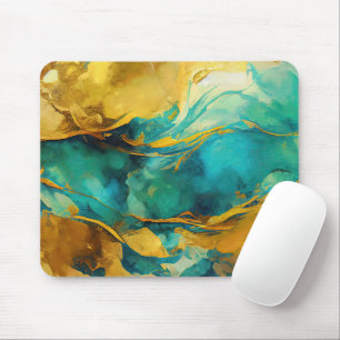 Verführerische Blues und Golden Abstrakt Mousepad