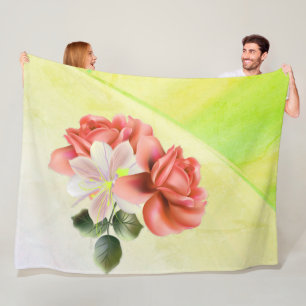 Verführerische Blume Jugendliche Grün Fleecedecke
