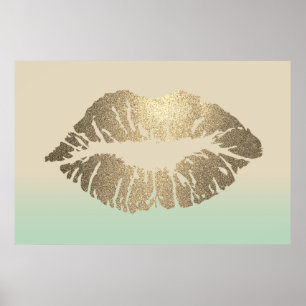 Verführerische Glitzernde Lippen, Kuss Poster