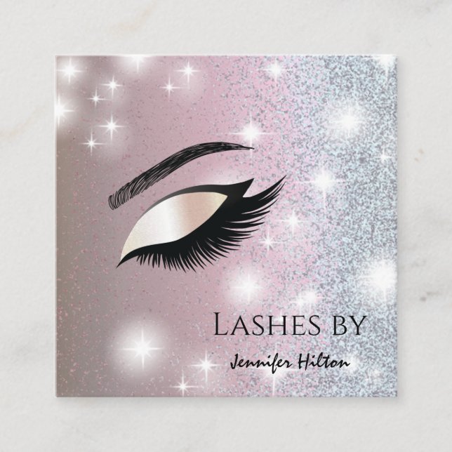Verführerische glitzernde trendy Lashes Quadratische Visitenkarte (Vorderseite)