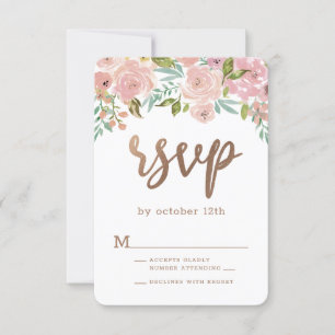Verführerische Rose Vintag Dusty Pink Floral Wasse RSVP Karte