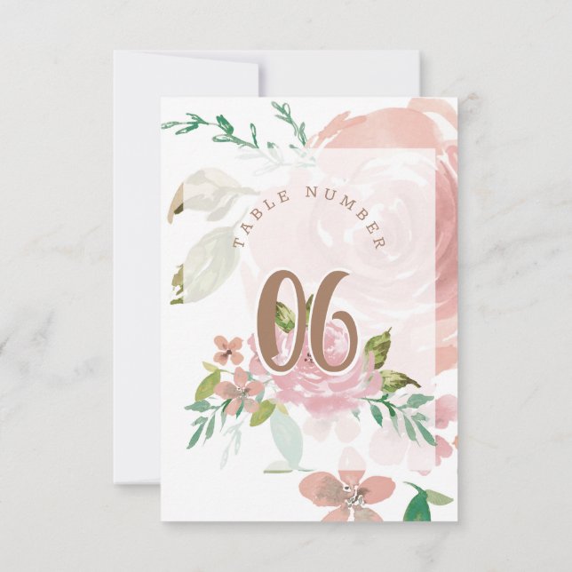 Verführerische Rose Vintag Dusty Pink Tischnummer (Rückseite)