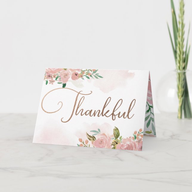 Verführerische Rose Vintag Dusty Pink Wedding Foto Dankeskarte (Vorderseite)