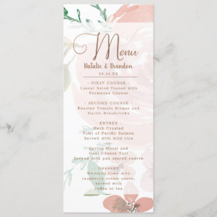 Verführerische Rose Vintag Dusty Rosa Blumenessen Menükarte