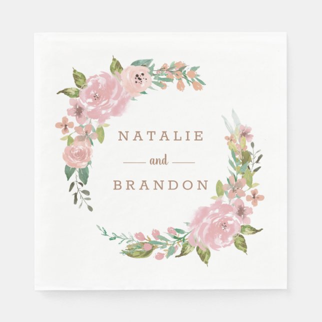 Verführerische Rose Vintag rosafarbenes Monogramm  Serviette (Vorderseite)