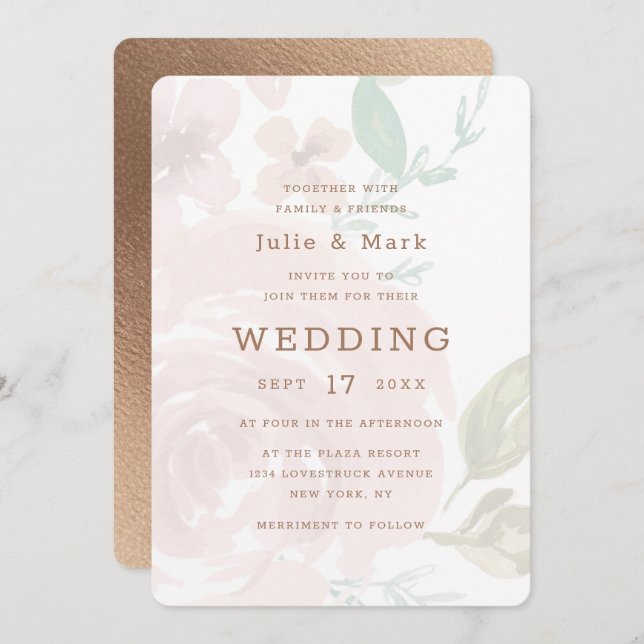 Verführerische Rose Vintage Rosa Blumenzehen Einladung (Vorne/Hinten)