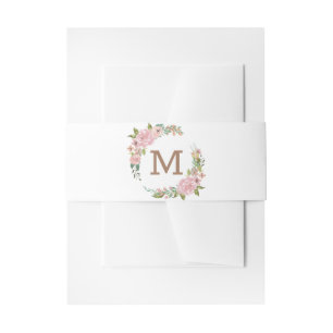 Verführerische Rose Vintage Rosa Monogramm Hochzei Einladungsbanderole