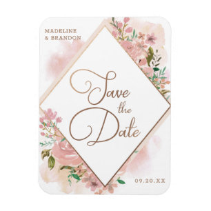 Verführerische Rose Vintage Staubrosa Save-the-Dat Magnet