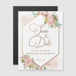 Verführerische Rose Vintage Staubrosa Save the Dat Magnetkarte