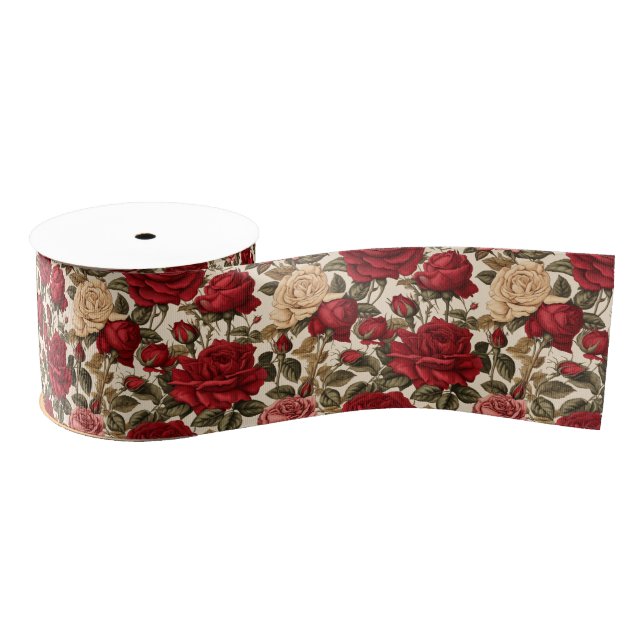 Verführerische Rosen und Weiße Rosen - Chic Floral Ripsband (Spule)