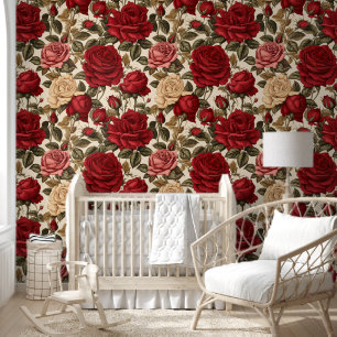 Verführerische Rosen und Weiße Rosen - Chic Floral Tapete