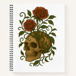 Verführerische Schönheit Totenkopf und Rosen Hall Notizbuch
