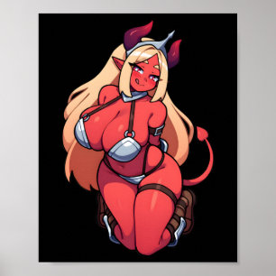 Verführerischer Dämon Girl Fantasy Art Sticker Poster