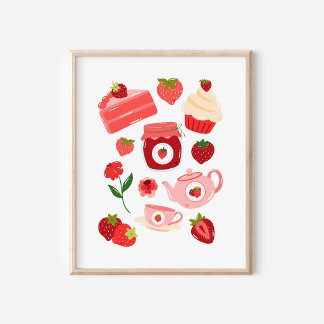 Verführerischer Erdbeer-Collage-Küchenkunst-Druck  Poster