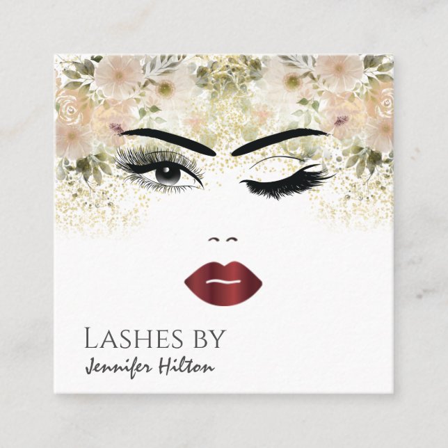 Verführerisches, modernes, einfaches Mädchen-Gesic Quadratische Visitenkarte (Vorderseite)