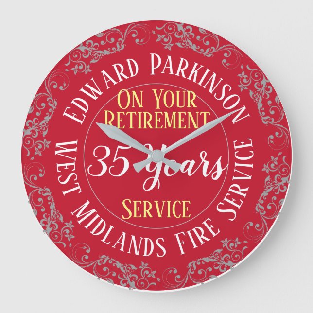 Vergabe des Feuerwehrruhens mit bedienten Jahren Große Wanduhr (Vorderseite)