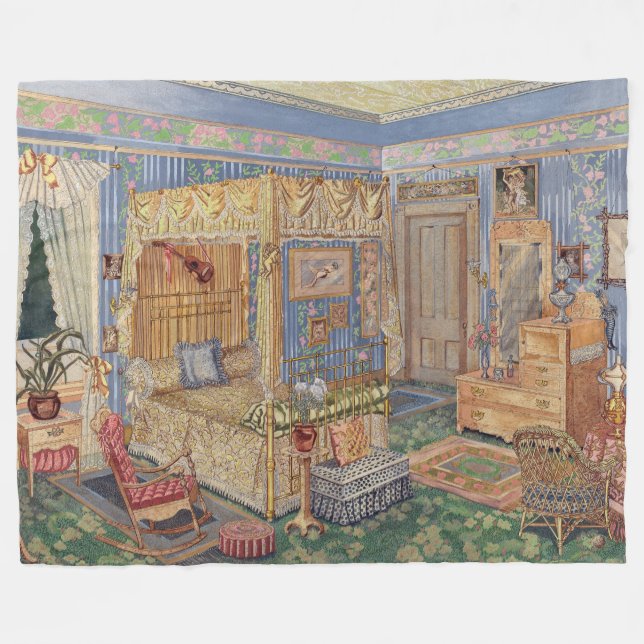 Vergangener altmodischer Charme Fleecedecke (Vorderseite (Horizontal))