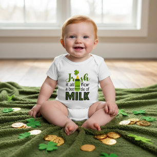 Vergeigt für eine Flasche Milch   St Paddy's Baby Strampler