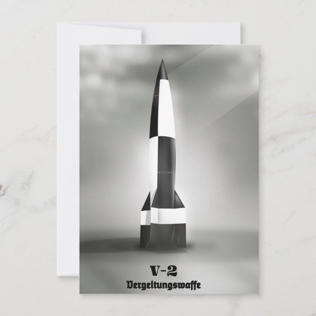 Vergeltungsrübe V2 Rocket B&W Vintager Stil. Einladung (Rückseite)