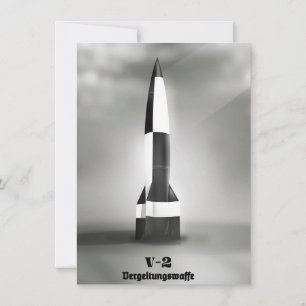 Vergeltungswaffe V2 Rakete B&W im Vintage-Stil. Einladung
