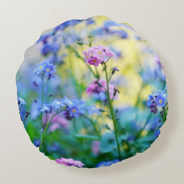 Vergessen-Ich-Nicht-Blume Rundes Kissen (Rückseite)