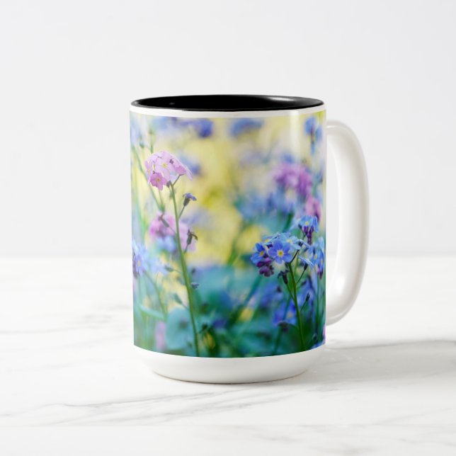 Vergessen-Ich-Nicht-Blume Zweifarbige Tasse (VorderseiteRechts)