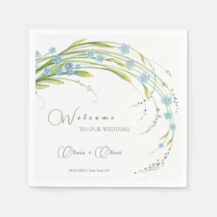 Vergessen-ich-nicht-Hochzeit Willkommen Serviette