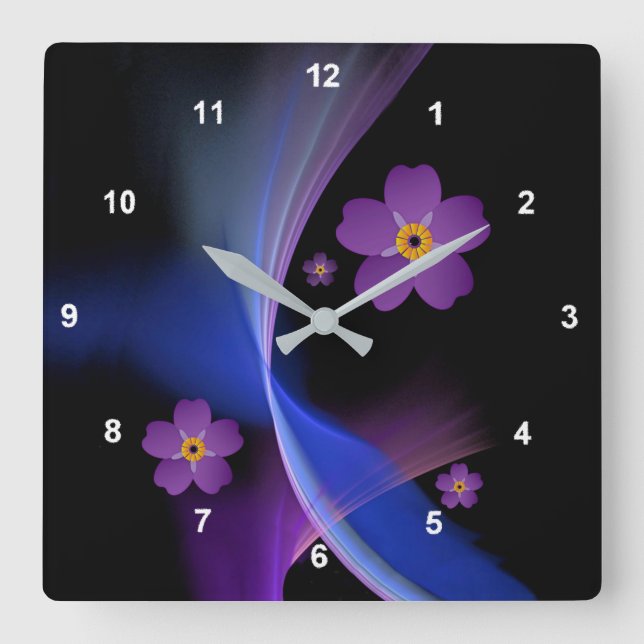 Vergessen-Me-Not-Blume Quadratische Wanduhr (Vorderseite)