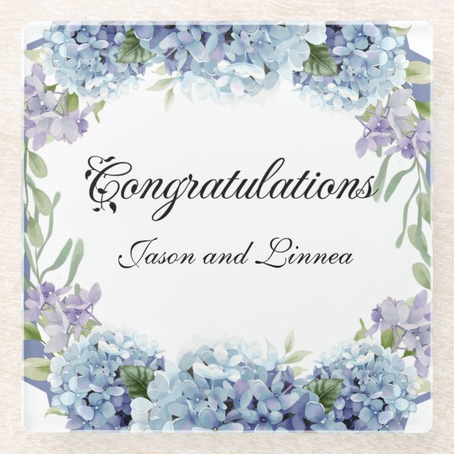 Vergessen-Me-Not-Blume Wasserfarbenelegante Glasuntersetzer (Vorderseite)