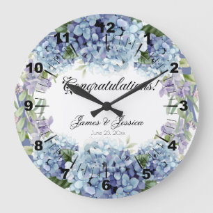 Vergessen-Me-Not-Blume Wasserfarbenelegante Große Wanduhr