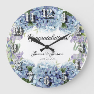 Vergessen-Me-Not-Blume Wasserfarbenelegante Große Wanduhr
