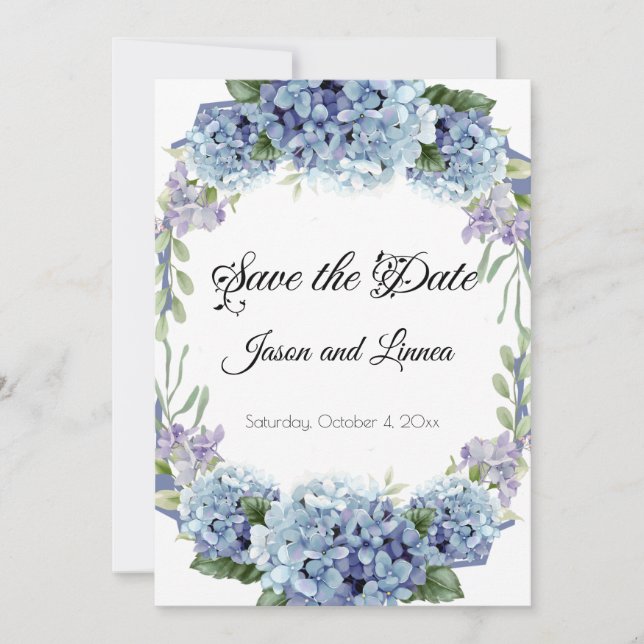 Vergessen-Me-Not-Blume Wasserfarbenelegante Save The Date (Vorderseite)