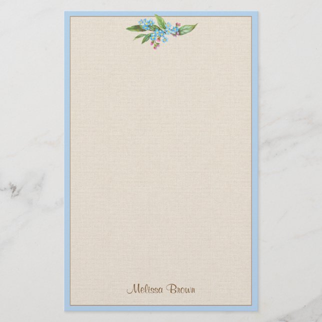 Vergessen-Me-Not Bouquet Blumen Rustikale Niedlich Briefpapier (Vorderseite)