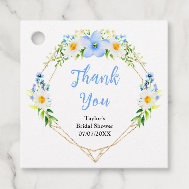 Vergessen-Me-Not Daisies Brautparty Danke Geschenkanhänger (Vorderseite)