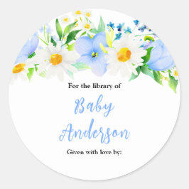 Vergessen-Me-Nots Floral Baby Shower Buchzeichen Runder Aufkleber