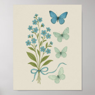 Vergessen-Me-Nots und blaue Schmetterlinge - Botan Poster